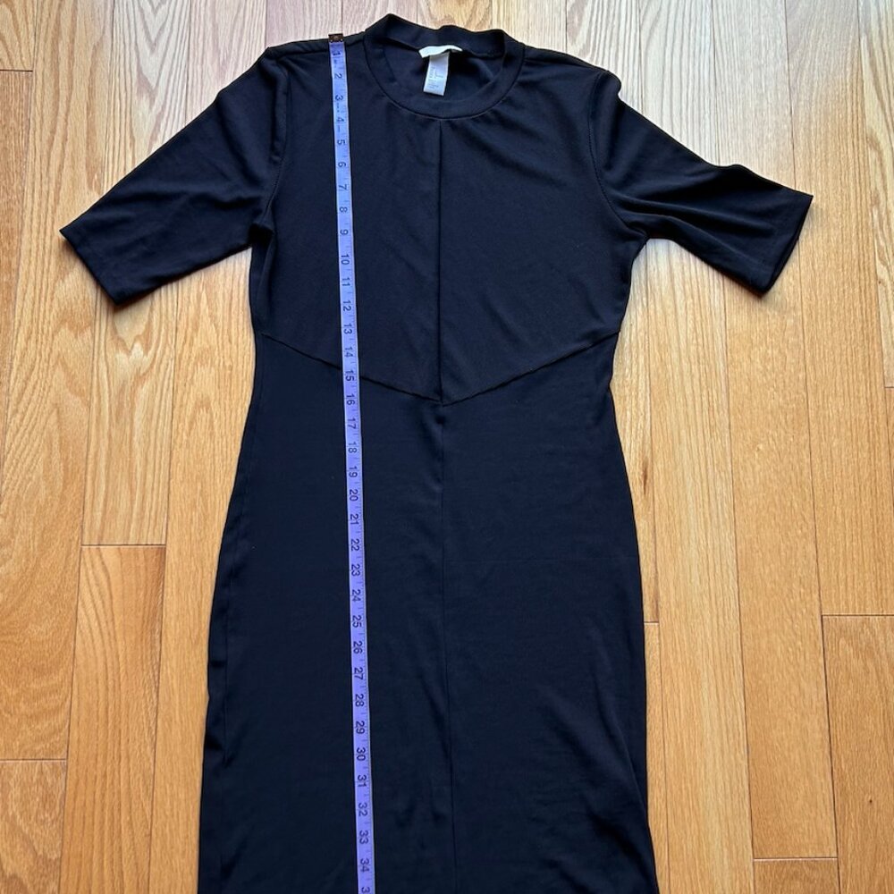 H&M Black Ribbed Bodycon Midi Dress